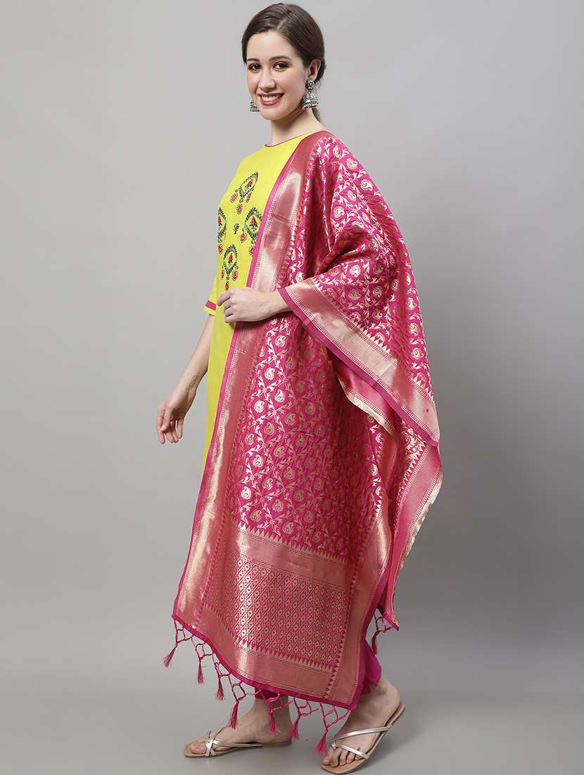 yellow kurta pant set with dupatta - 20194217 - Standard Image - 1