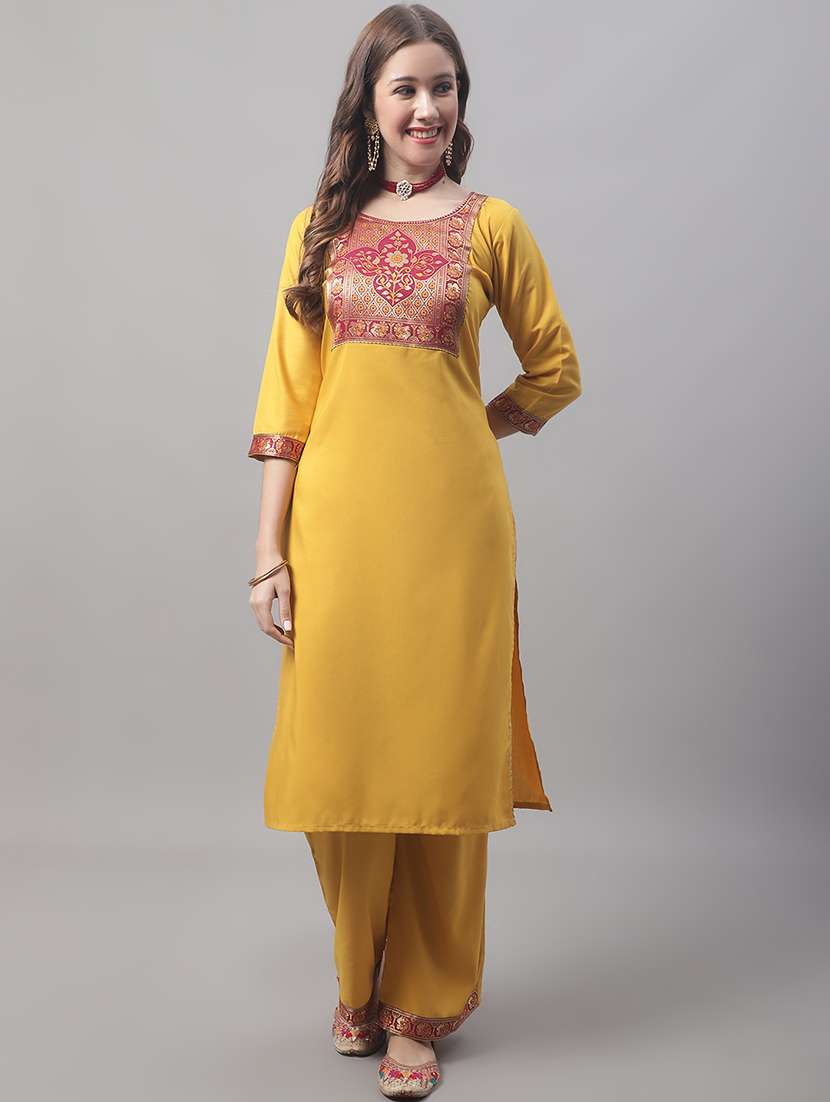 yellow kurta pant set with dupatta - 20194221 -  Standard Image - 1