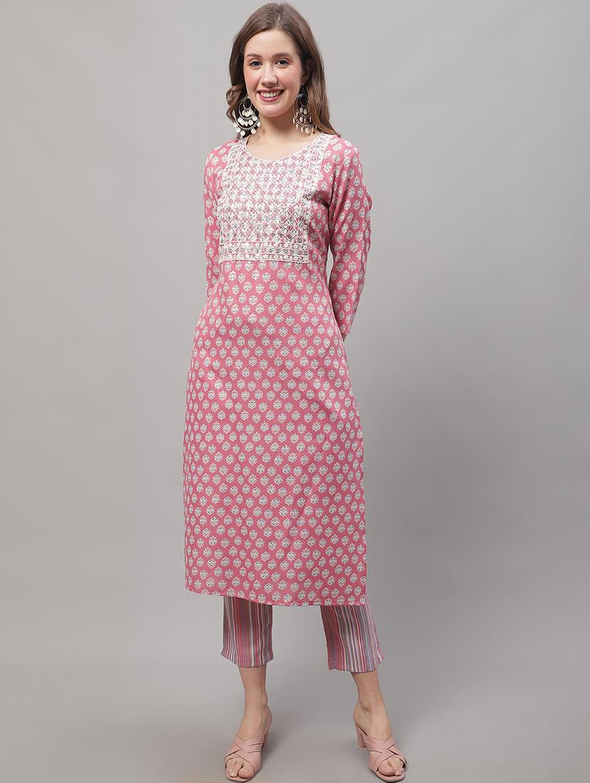 pink kurta pant set with dupatta - 20194229 - Standard Image - 1