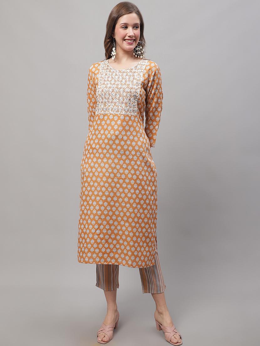 orange kurta pant set with dupatta - 20194230 -  Standard Image - 1