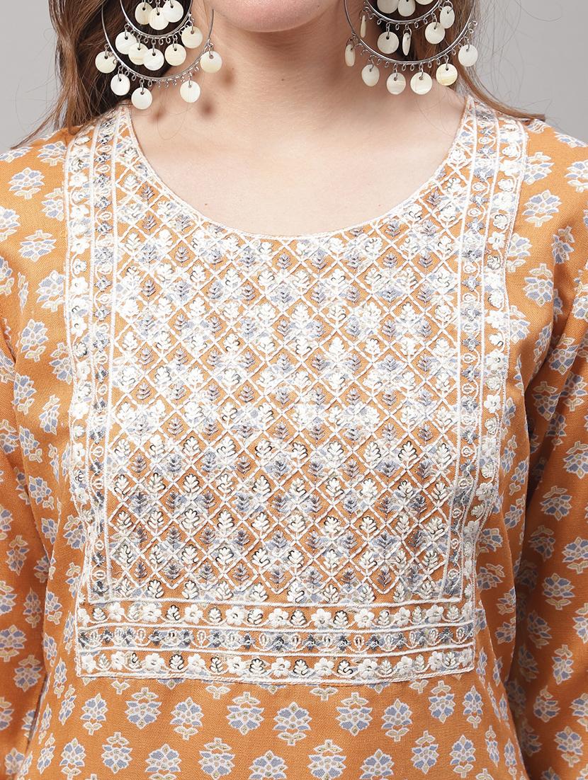 orange kurta pant set with dupatta - 20194230 - Standard Image - 4