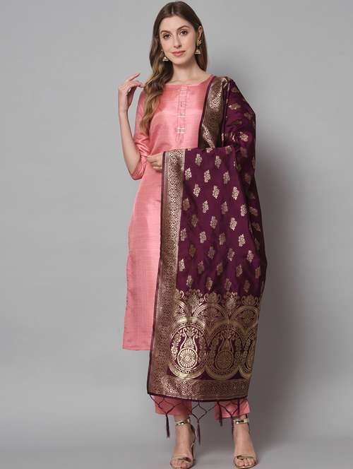 women three quarter sleeve kurta pant with dupatta set - 20194237 - Standard Image - 0