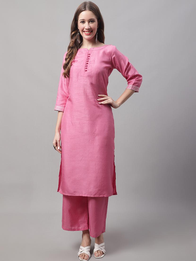 pink kurta palazzo set with dupatta - 20194254 - Standard Image - 1
