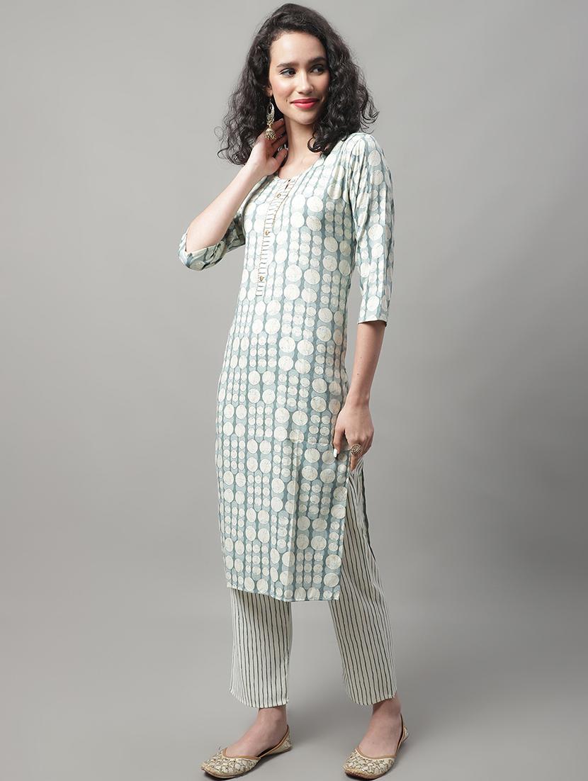 blue viscose kurta pant  set - 20194271 -  Standard Image - 1
