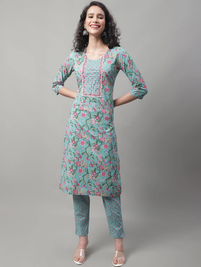 blue kurta pant set with dupatta - 20194276 -  Standard Image - 1