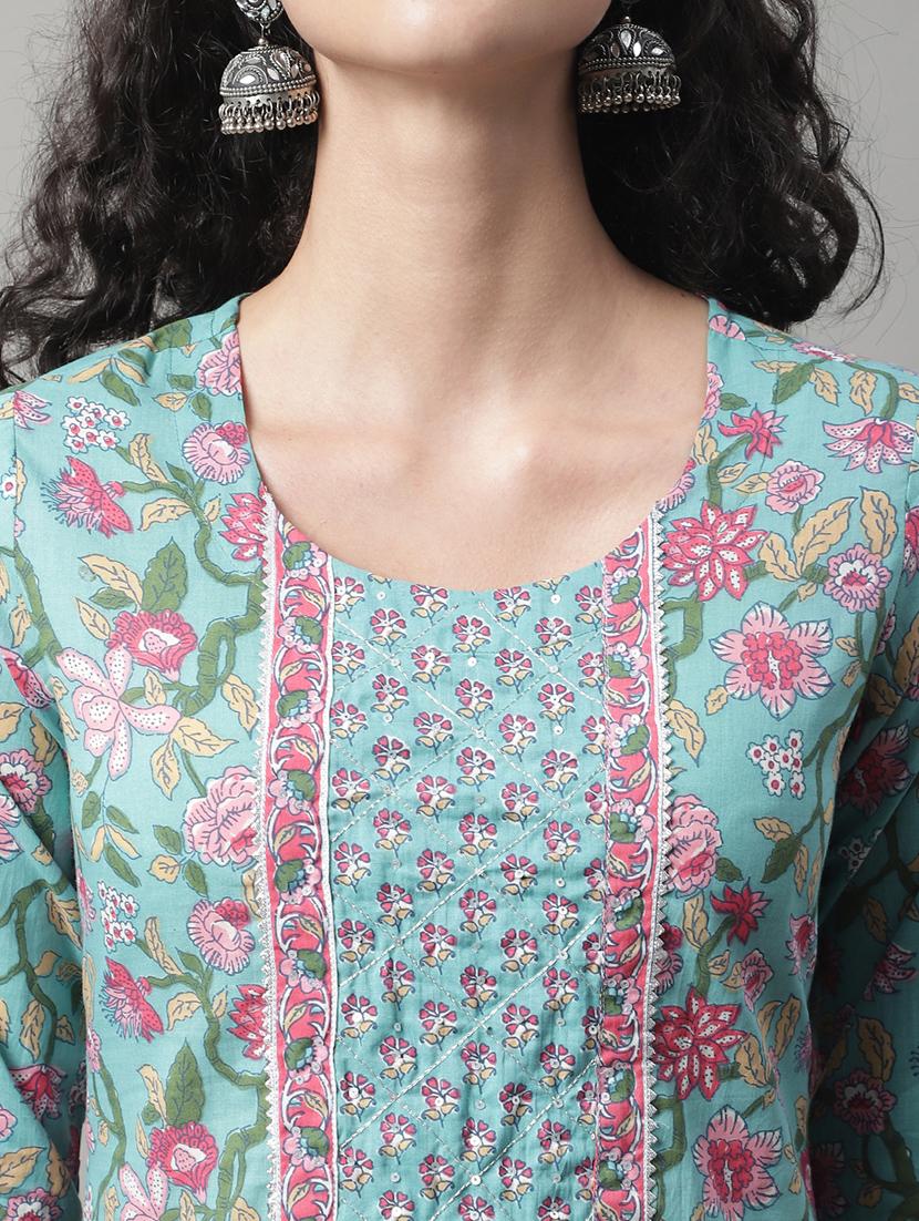 blue kurta pant set with dupatta - 20194276 - Standard Image - 4
