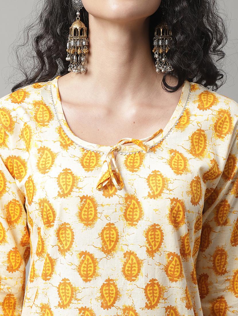 yellow cotton kurta pant set - 20194277 - Standard Image - 4