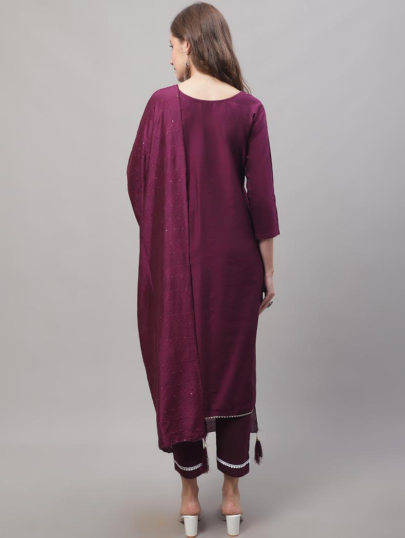 purple kurta pant set with dupatta - 20194282 - Standard Image - 1