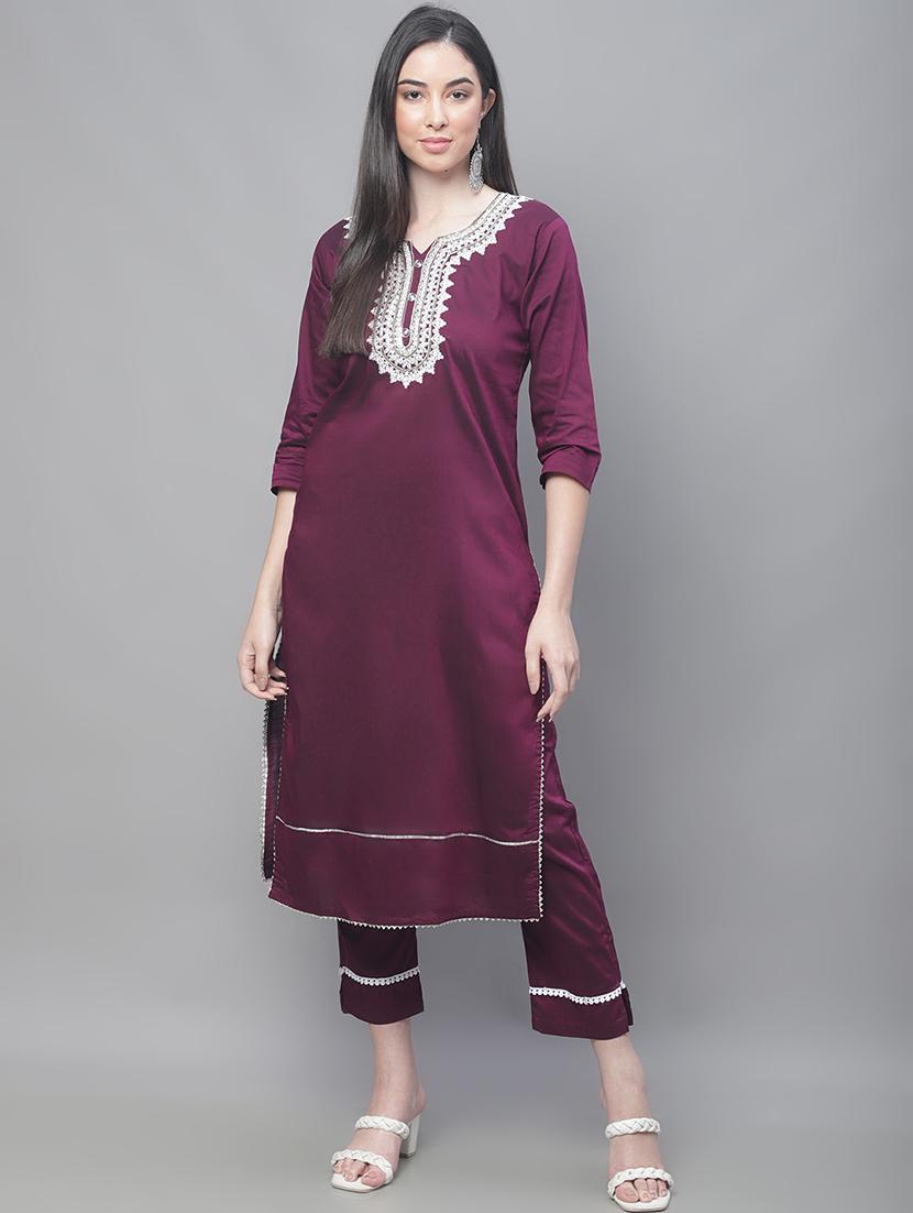 purple kurta pant set with dupatta - 20194283 - Standard Image - 1