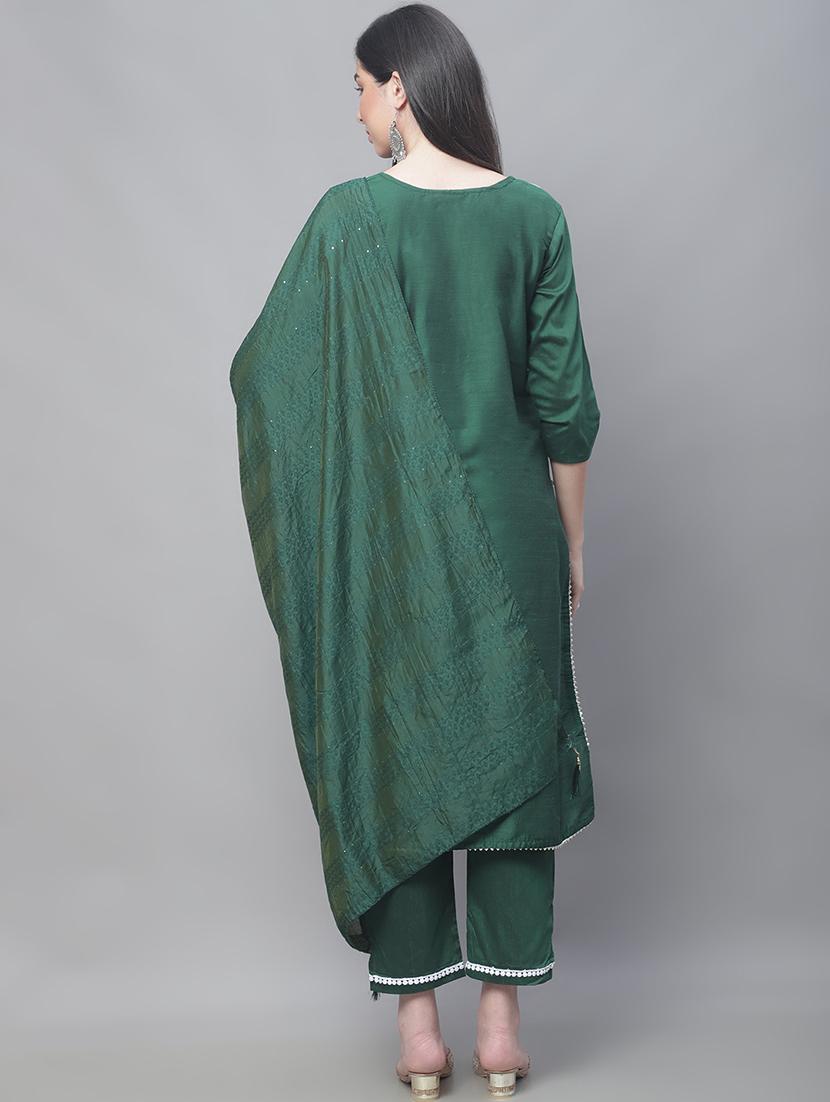 green kurta pant set with dupatta - 20194285 -  Standard Image - 1