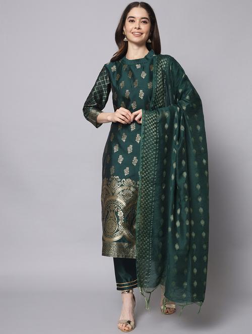 women three quarter sleeve kurta pant with dupatta set - 20194305 - Standard Image - 0