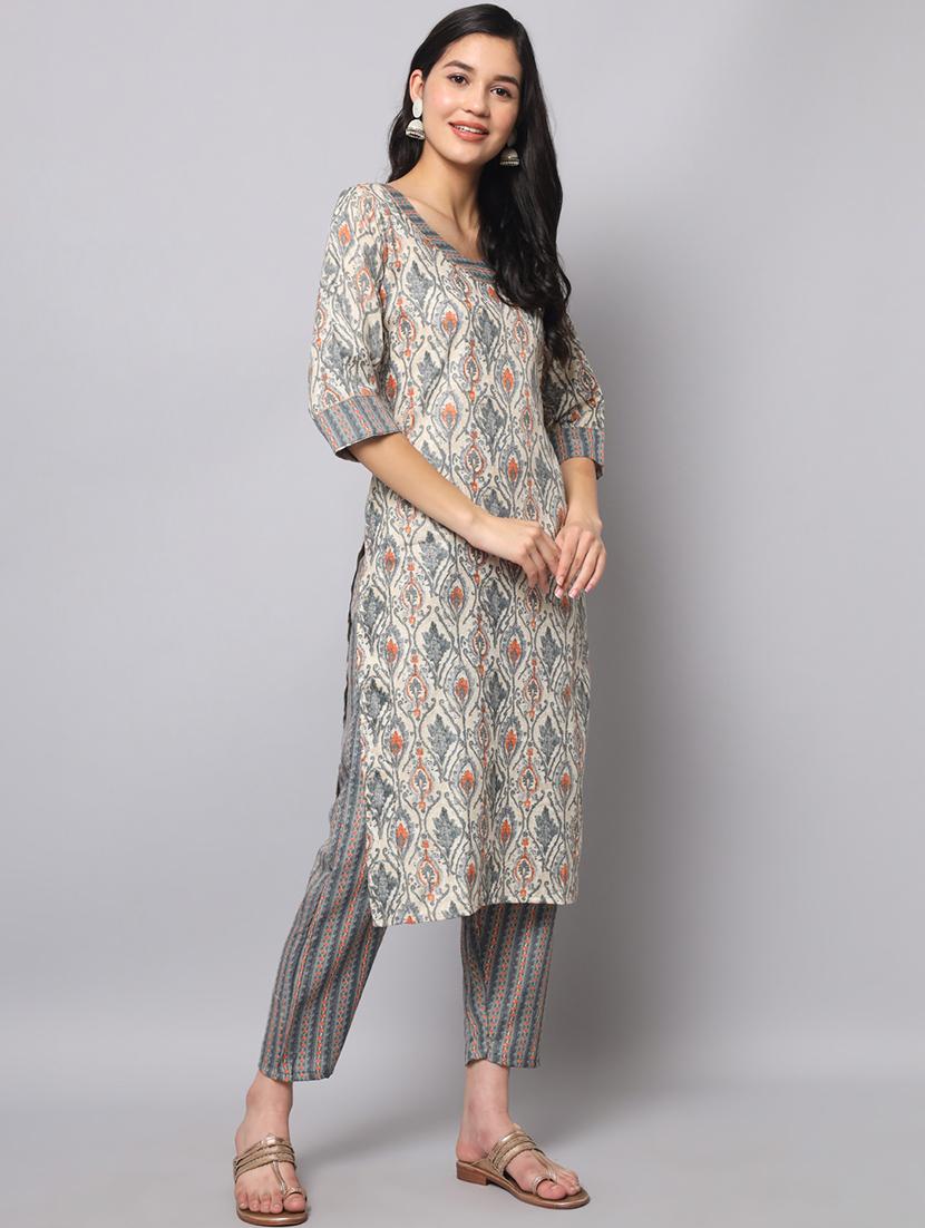 grey kurta pant set with dupatta - 20194318 - Standard Image - 1