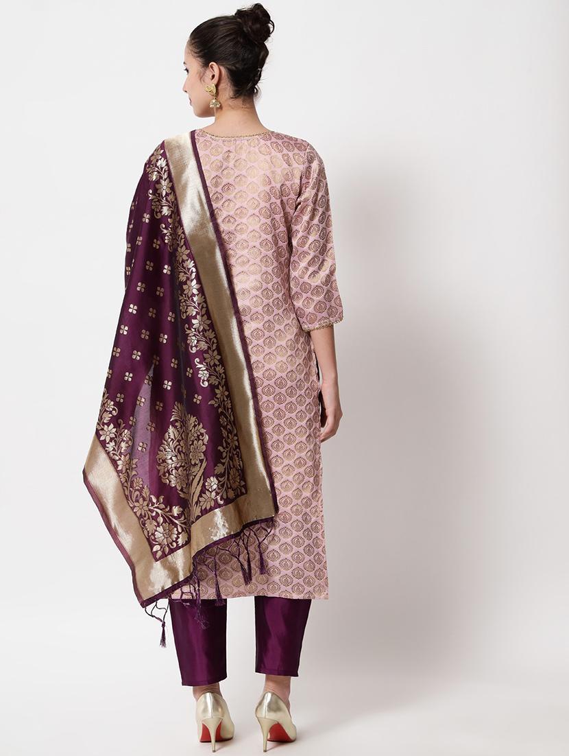 self design kurta pant set with dupatta   - 20194343 -  Standard Image - 1