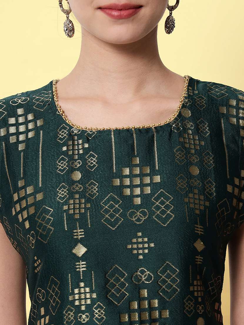 women bottle green sleeveless kurta pant with dupatta set - 20194344 -  Standard Image - 4