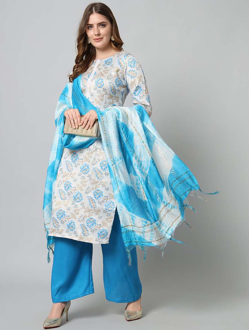 blue kurta palazzo set with dupatta - 20194351 -  Standard Image - 1