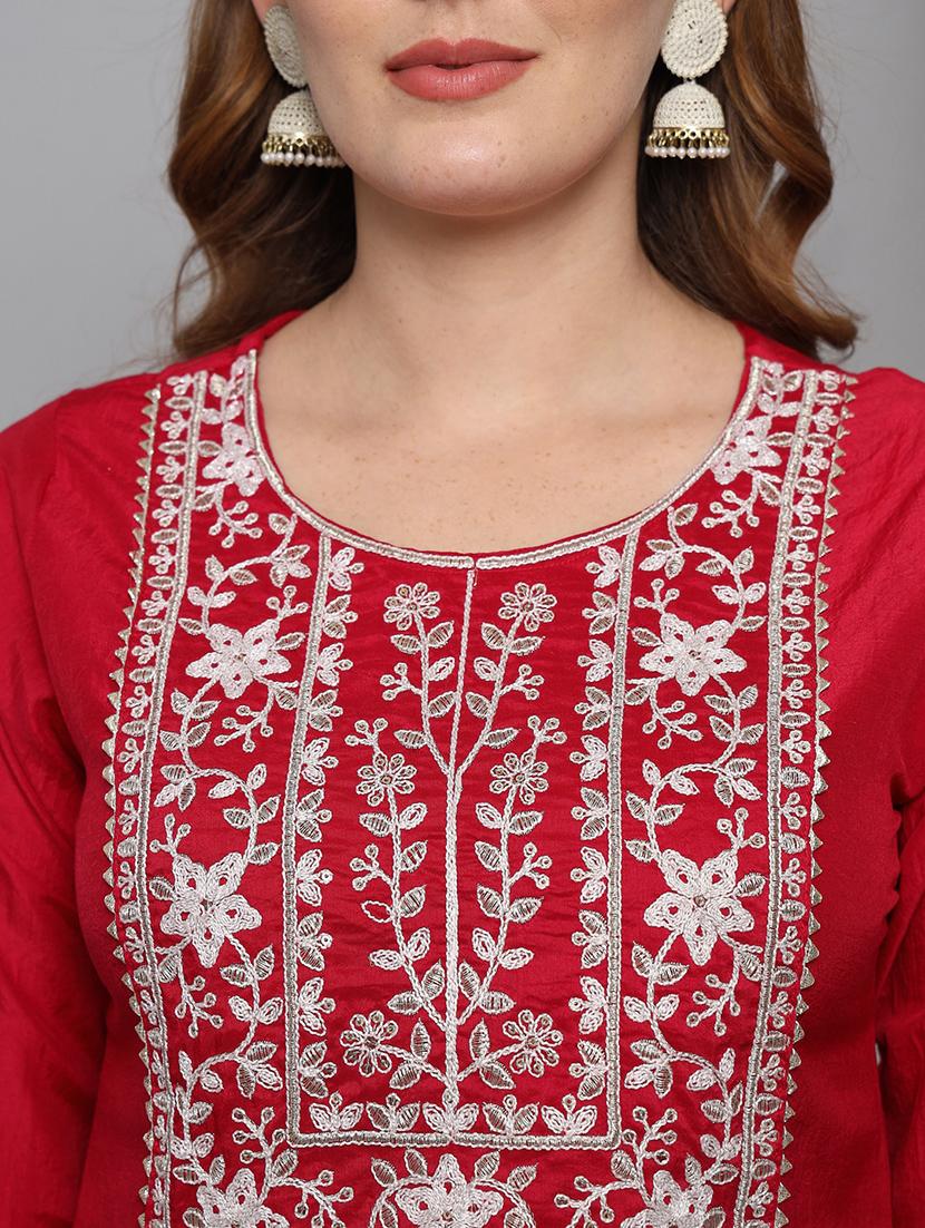 women three quarter sleeve kurta pant with dupatta set - 20194352 - Standard Image - 4