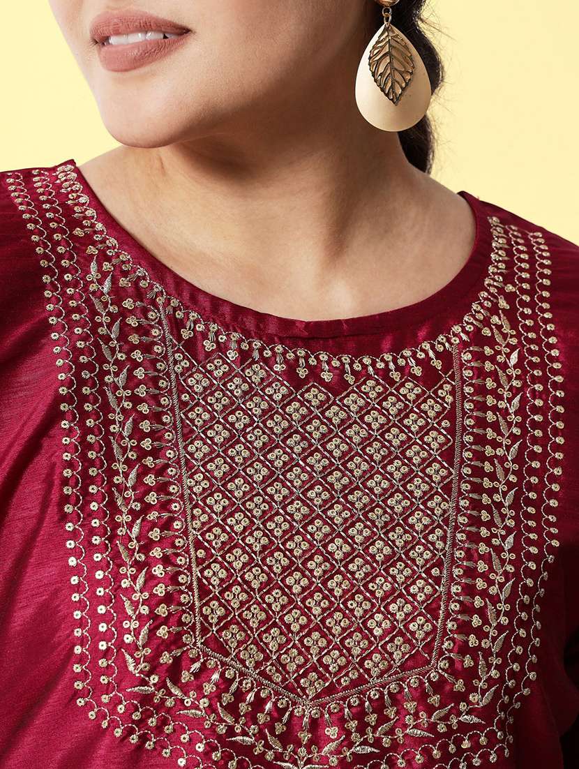 women three quarter sleeve kurta pant with dupatta set - 20194373 -  Standard Image - 4