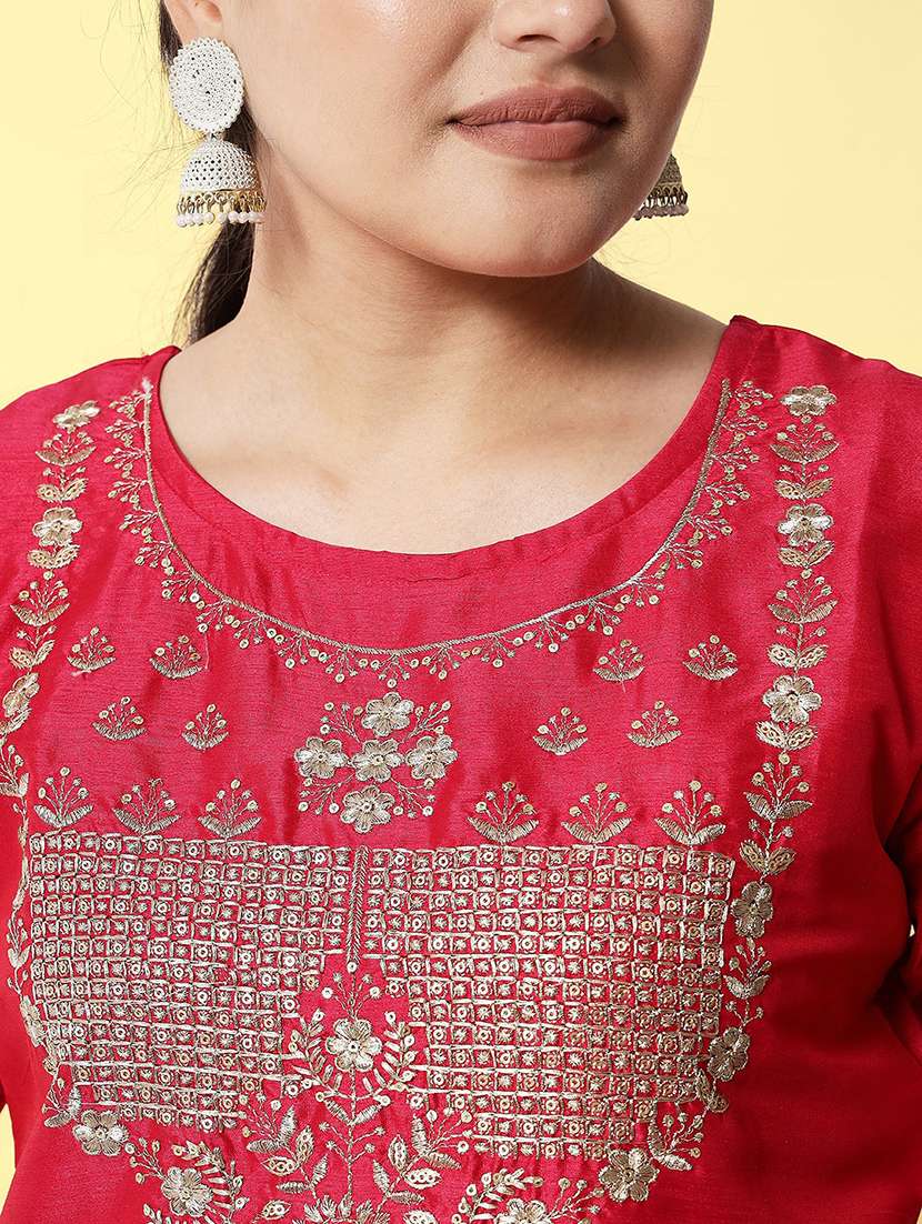 red kurta pant set with dupatta - 20194377 - Standard Image - 4