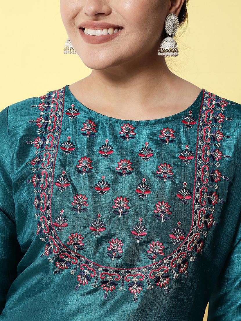 teal kurta pant set with dupatta - 20194383 - Standard Image - 4