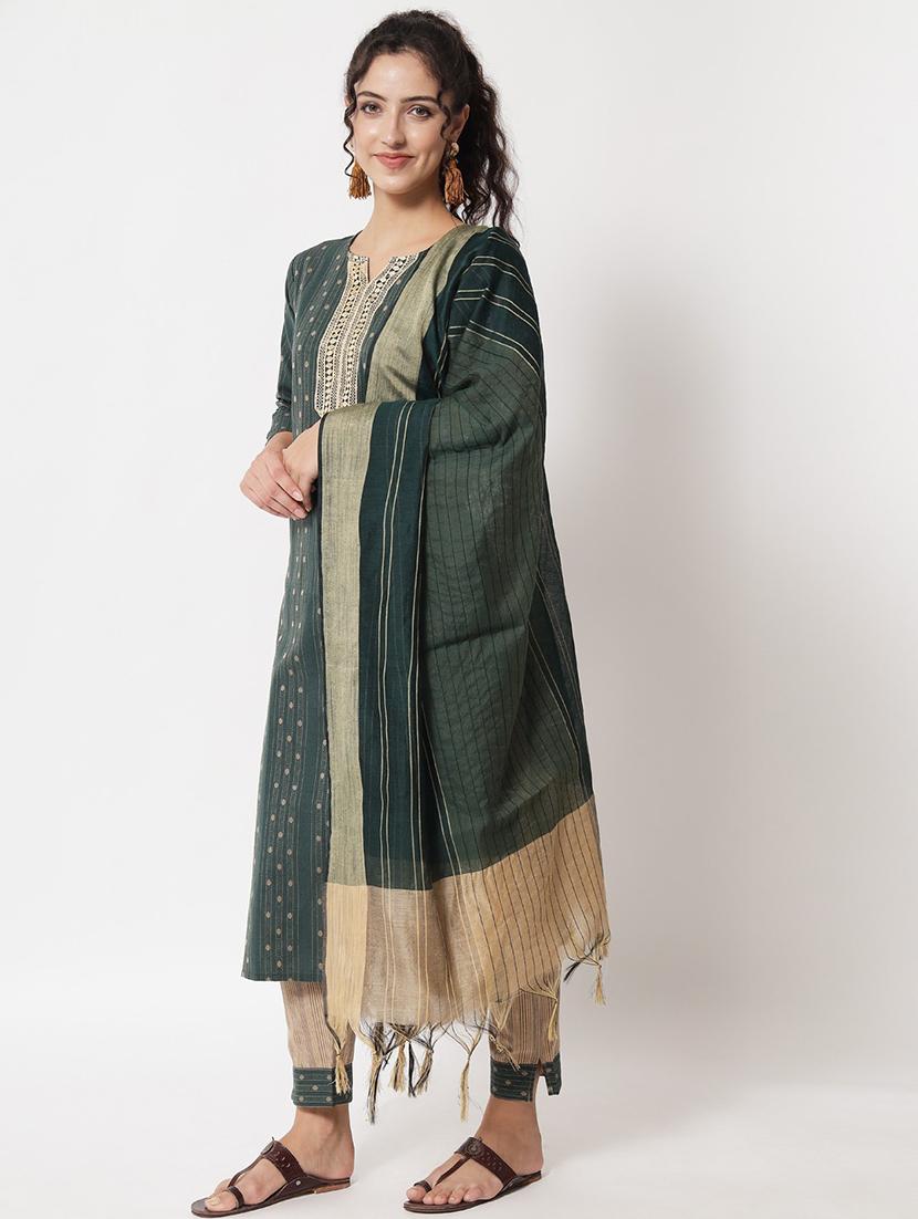 green kurta pant set with dupatta - 20194385 - Standard Image - 1