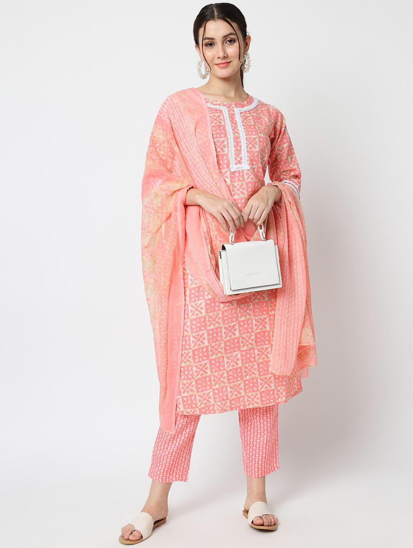 peach kurta pant set with dupatta - 20194389 -  Standard Image - 1