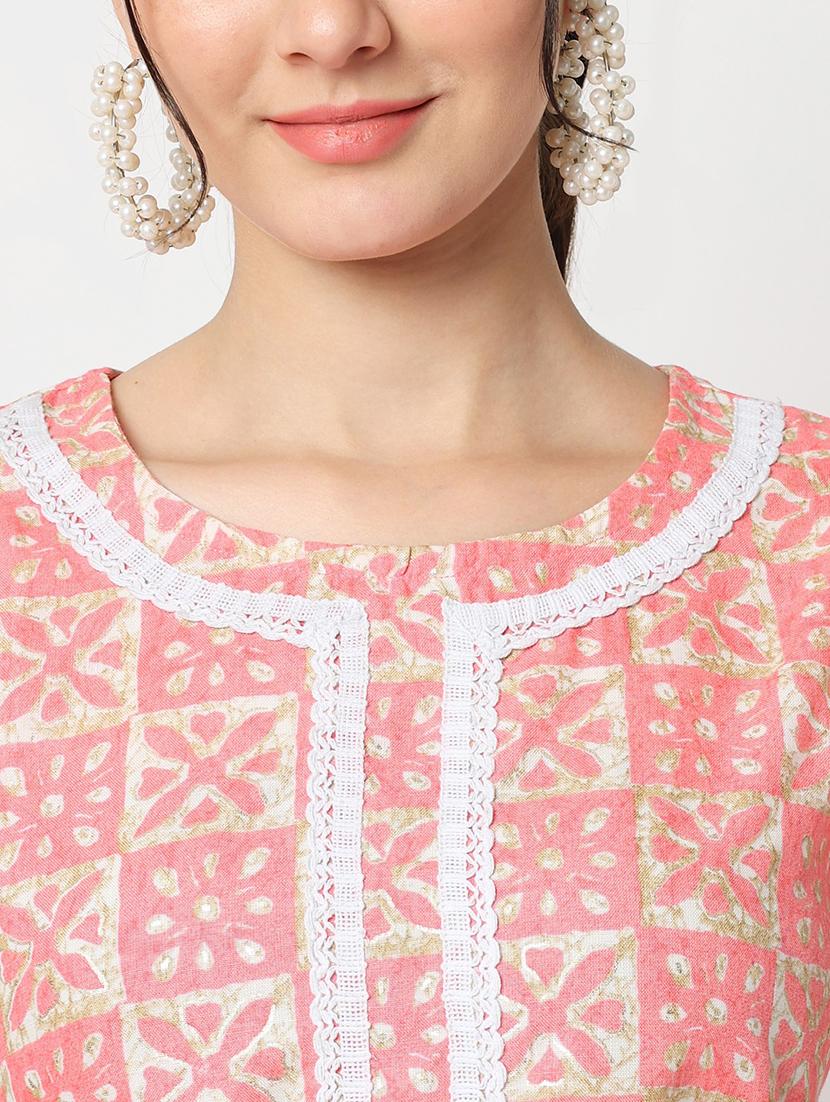 peach kurta pant set with dupatta - 20194389 - Standard Image - 4