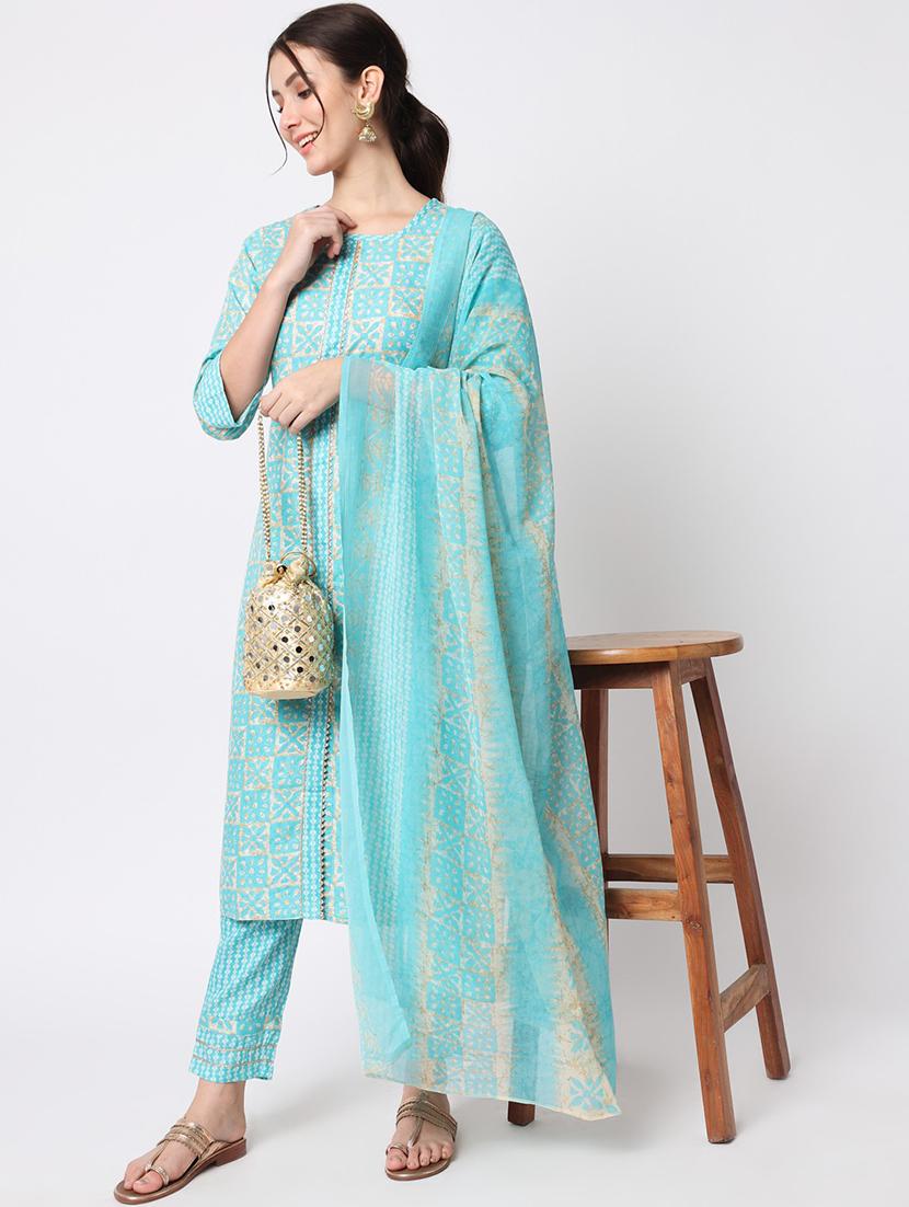 printed kurta pant set with dupatta   - 20194390 -  Standard Image - 1