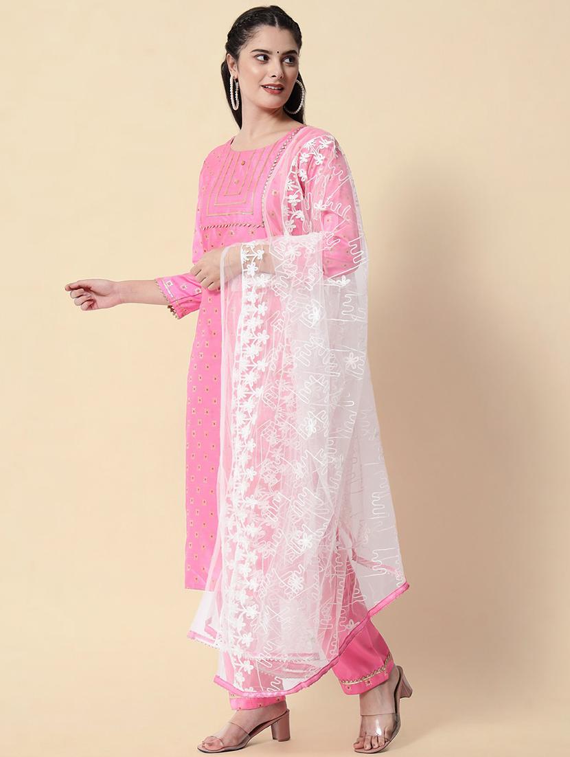 foil printed kurta pant set with dupatta   - 20194392 -  Standard Image - 1