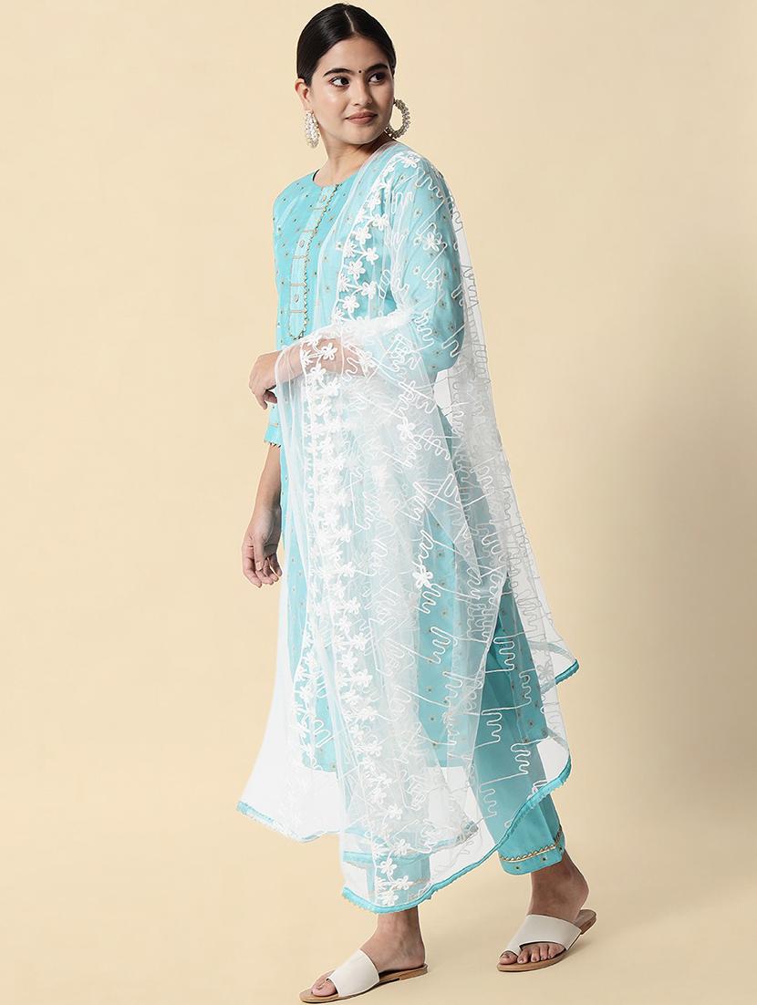 foil printed kurta pant set with dupatta   - 20194393 -  Standard Image - 1