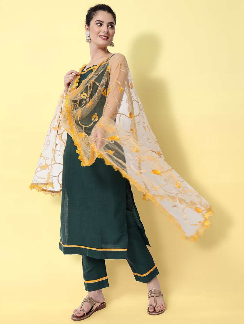 self design kurta pant set with dupatta   - 20194399 -  Standard Image - 1