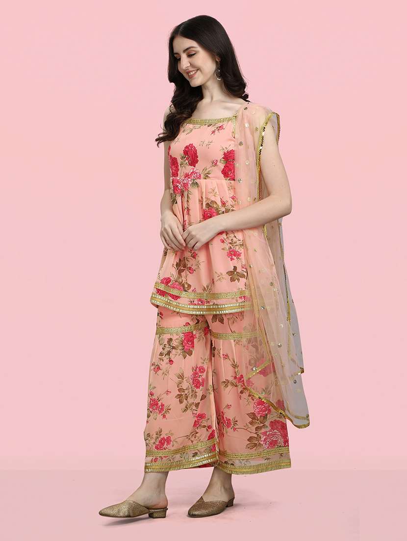 pink kurta sharara set with dupatta - 20194407 -  Standard Image - 1