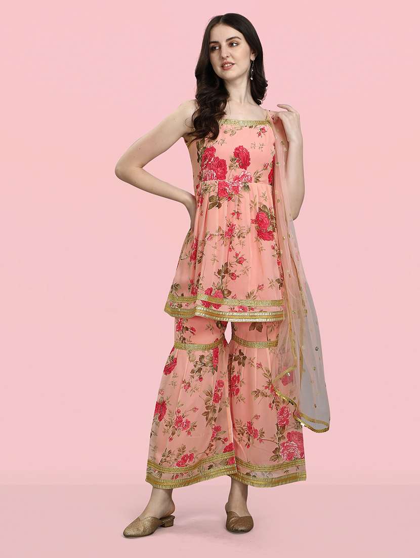 pink kurta sharara set with dupatta - 20194407 -  Standard Image - 4