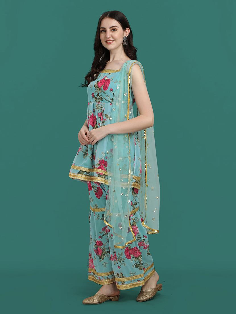 floral printed kurta sharara set with dupatta   - 20194408 -  Standard Image - 1