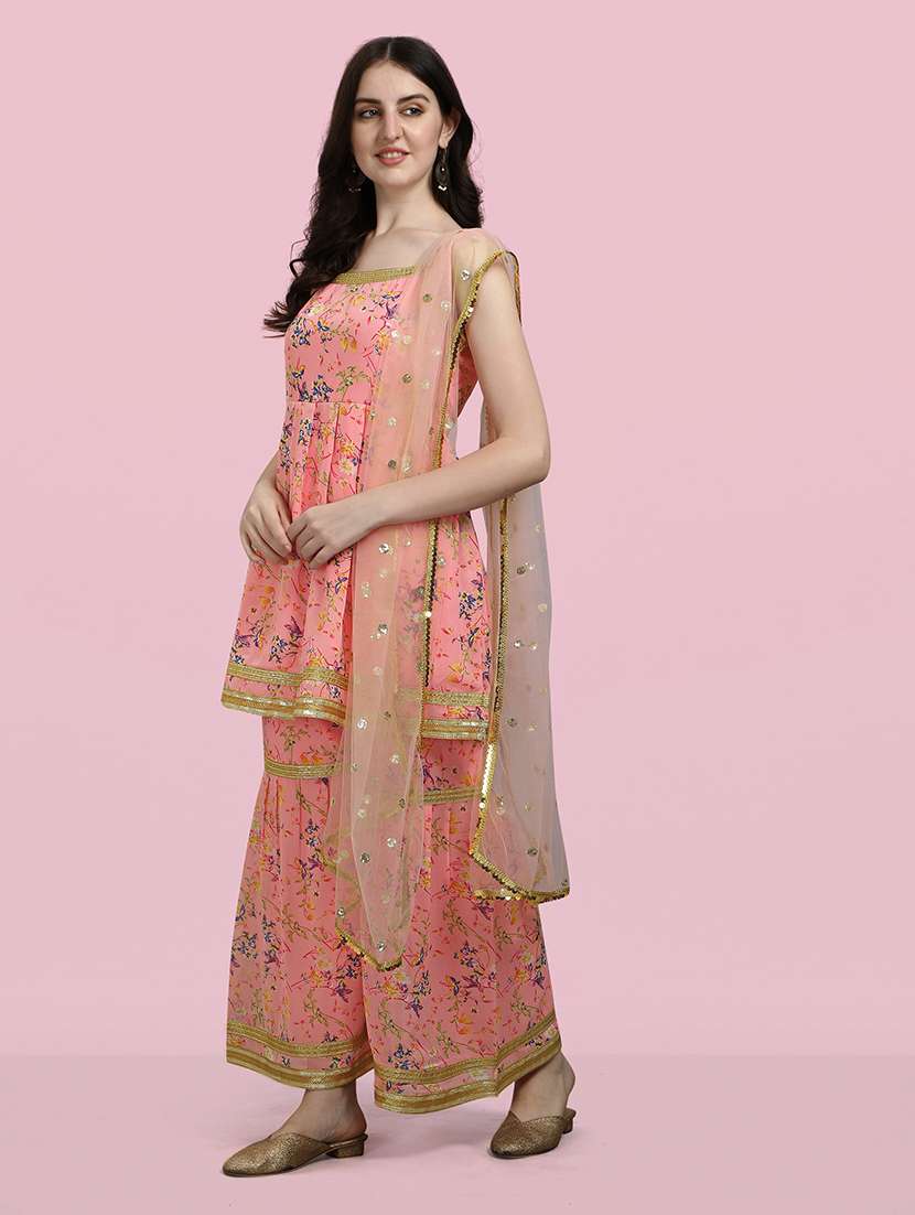 women pink kurta sharara set with dupatta set - 20194411 -  Standard Image - 1