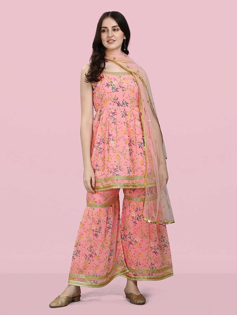 women pink kurta sharara set with dupatta set - 20194411 -  Standard Image - 4