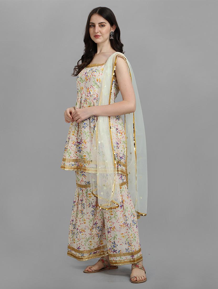 printed kurta sharara set with dupatta   - 20194412 -  Standard Image - 1