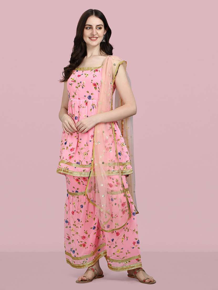 printed kurta sharara set with dupatta   - 20194414 -  Standard Image - 4