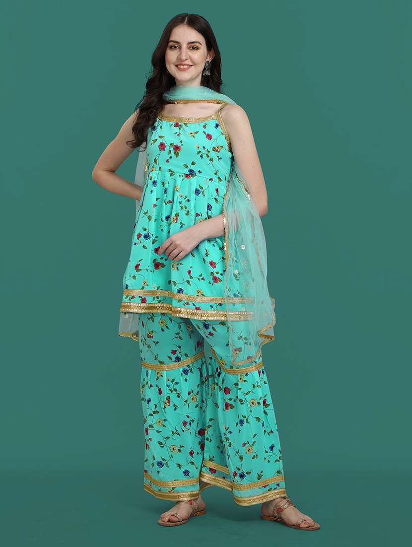 printed kurta sharara set with dupatta   - 20194416 -  Standard Image - 4