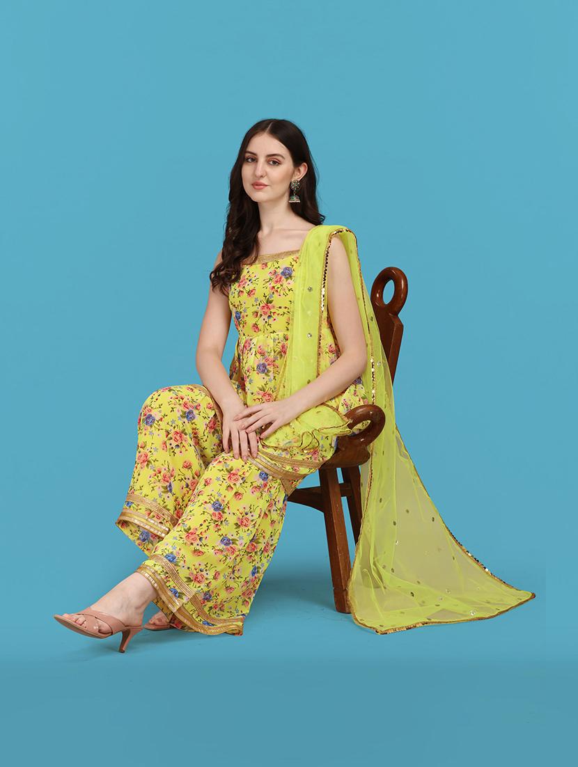 printed kurta sharara set with dupatta - 20194417 - Standard Image - 4