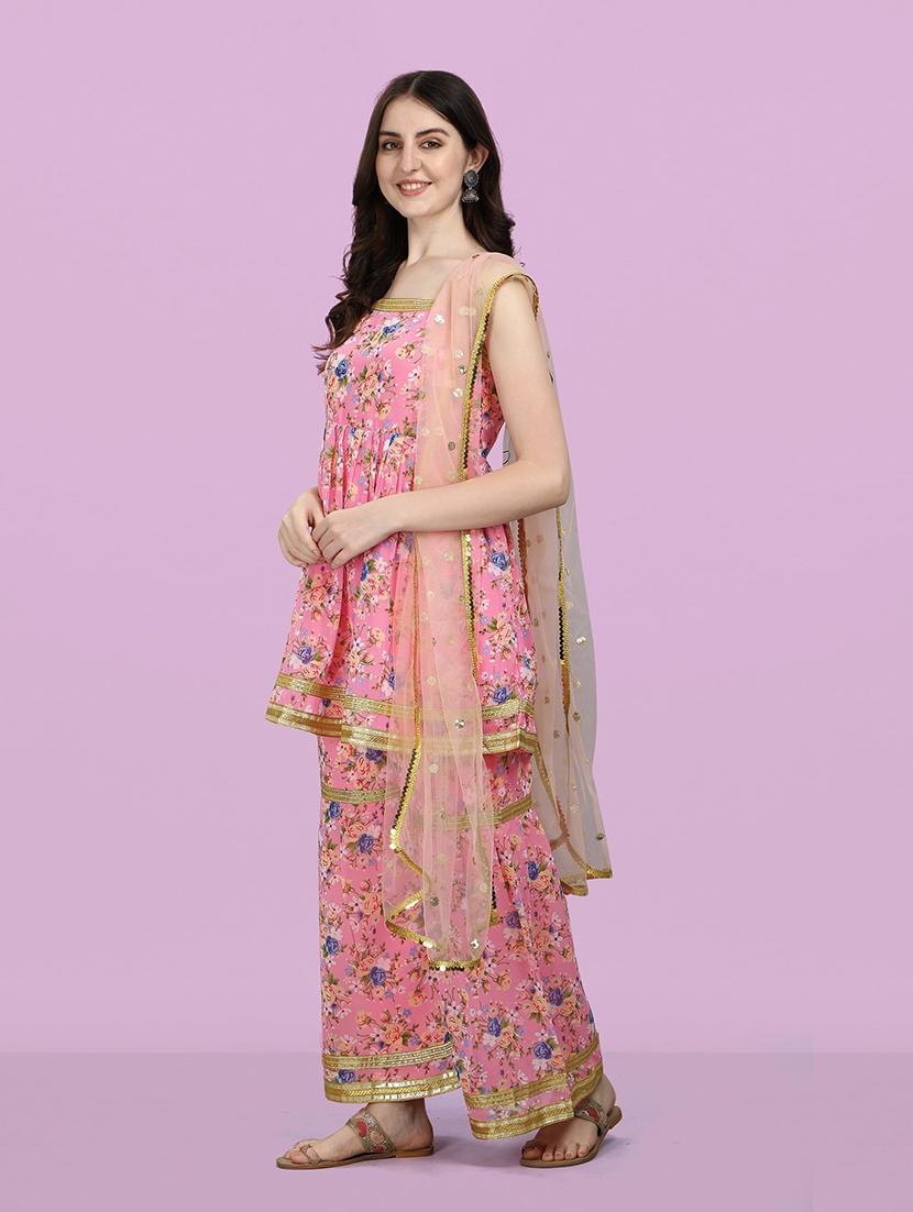 floral printed kurta sharara set with dupatta - 20194419 - Standard Image - 1