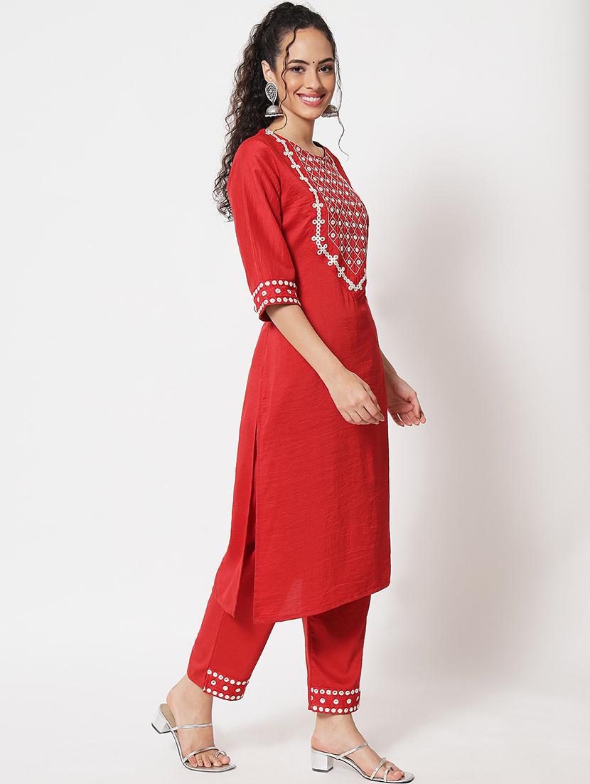 embroidered kurta pant set with dupatta - 20194429 - Standard Image - 1