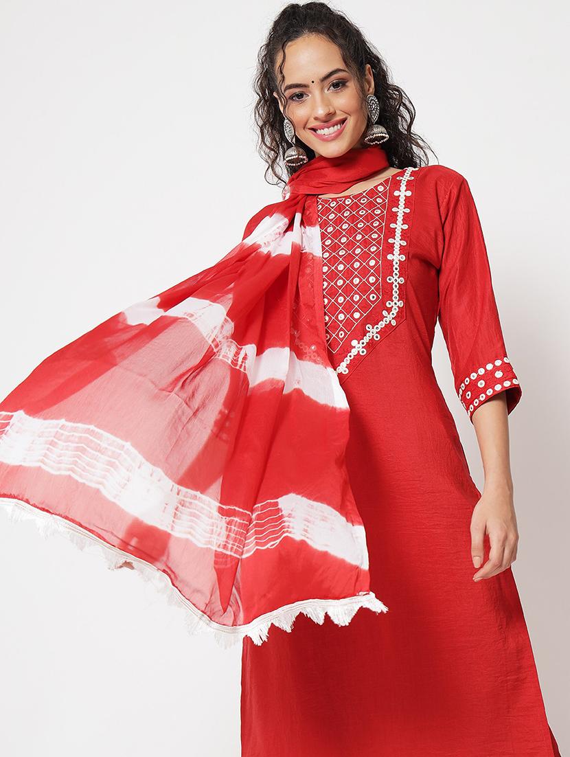 embroidered kurta pant set with dupatta - 20194429 - Standard Image - 4