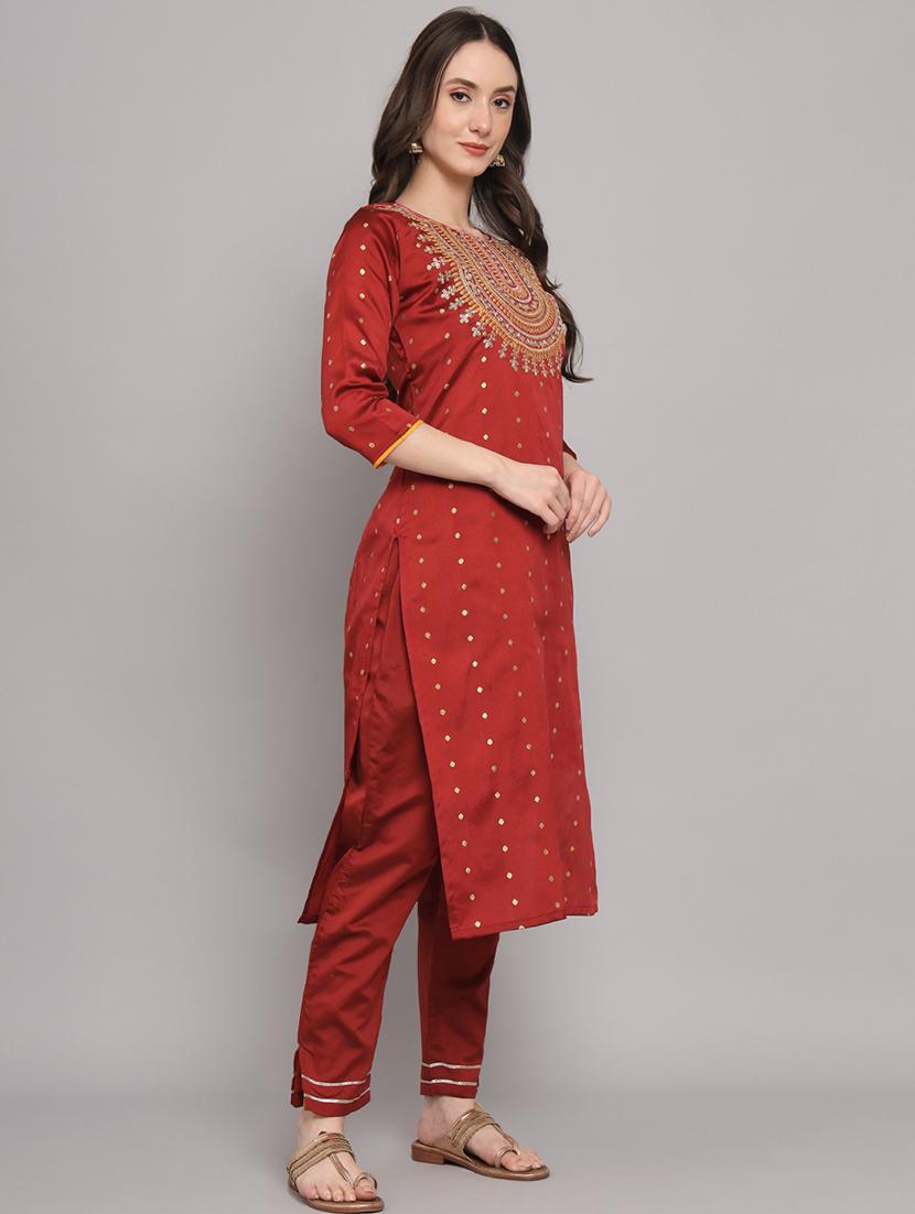 women three quarter sleeve kurta pant with dupatta set - 20194439 - Standard Image - 1