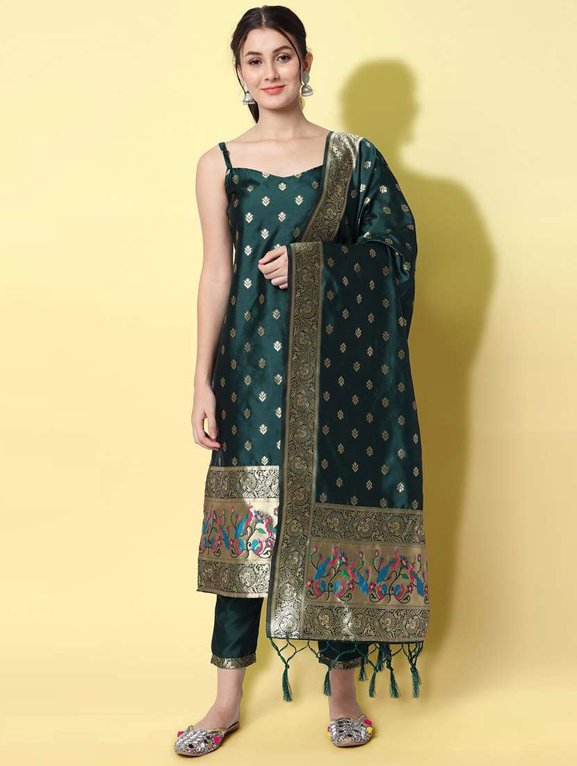 Self Design Kurta Pant Set With Dupatta  