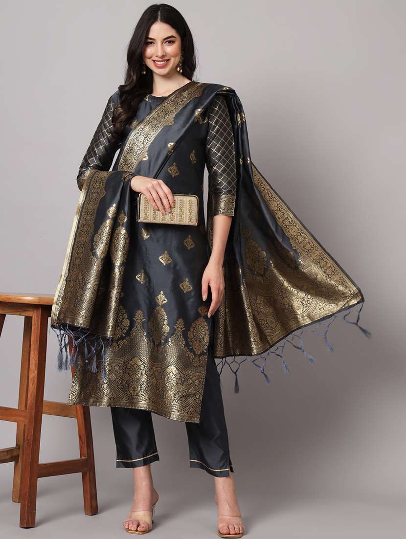 self design kurta pant set with dupatta   - 20194463 -  Zoom Image - 0