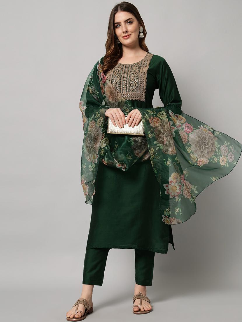 women three quarter sleeve kurta pant with dupatta set - 20194470 - Zoom Image - 0