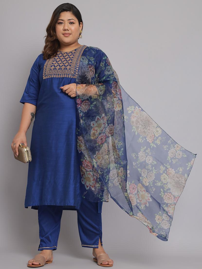 embroidered kurta pant set with dupatta - 20194474 - Standard Image - 1