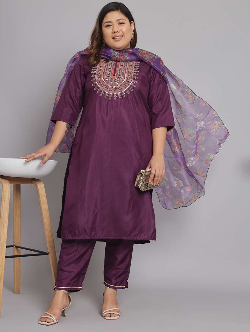 embroidered kurta pant set with dupatta - 20194478 - Standard Image - 4