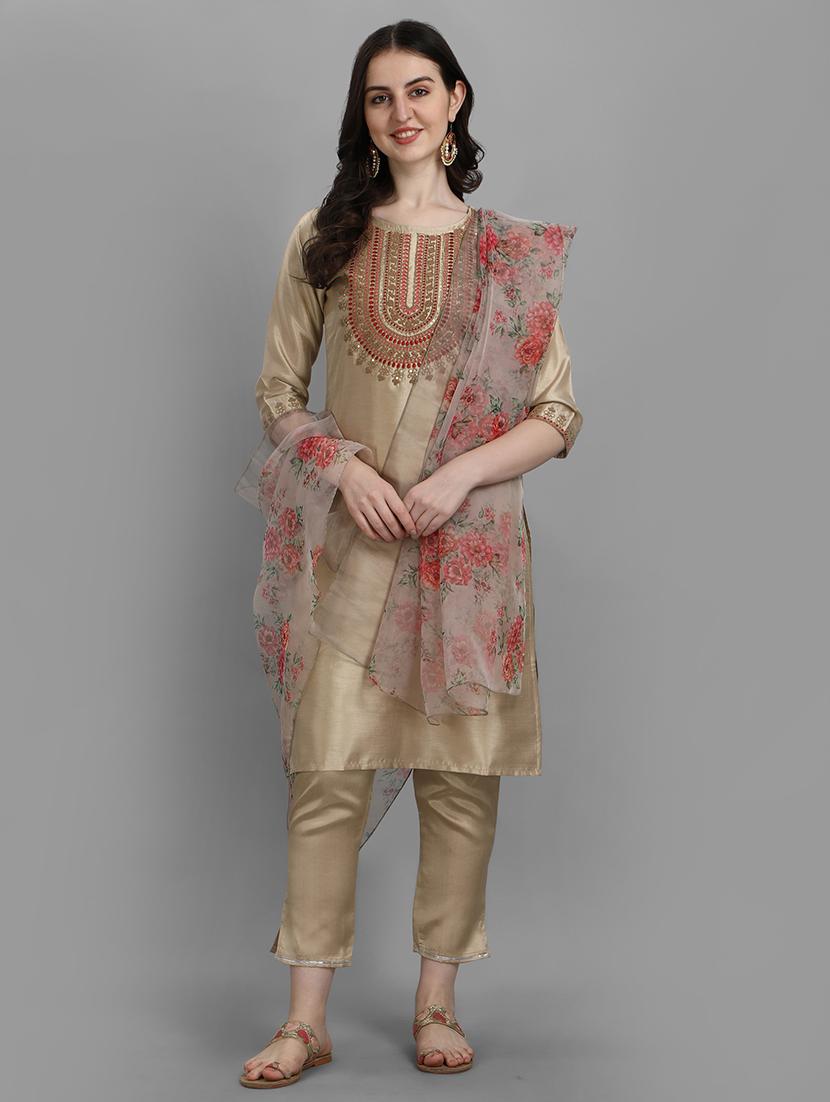 embroidered kurta pant set with dupatta - 20194480 - Zoom Image - 0