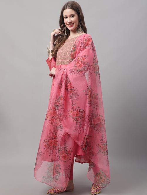 embroidered kurta legging set with dupatta - 20194489 - Standard Image - 0